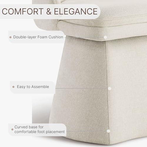 Image of KISLOT Swivel Dining Chairs Modern Desk Chair Upholstered Linen Fabric Side Chair for Kitchen Dining Room Bedroom,Linen,1 Box