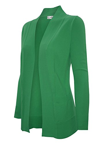 Image of Cielo Women's Solid Basic Open Front Pockets Knit Sweater Cardigan