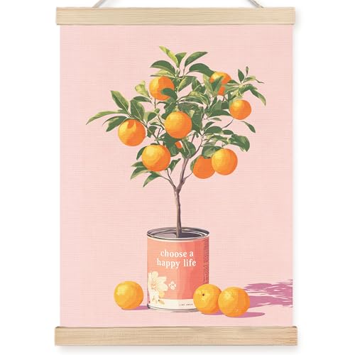 Image of PQKIY Motivational Orange Tree Wall Art Poster Hanger Frame 12x16 in, Inspirational Fruit Citrus Wall Decor Canvas Prints for Home Kitchen Bedroom Living Room