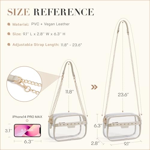 Image of Missnine Clear Bag for Stadium Events Quilted Clear Purse for Women Stadium Approved PVC Crossbody Concert Bag