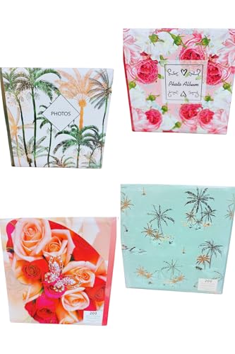 1 x BEAUTIFUL DESIGN 6 X 4 Photo Album with 200 Pockets BEAUTIFUL PRINTS Memo Slip in Holds 200 Photos (PALM TREE PRINT)