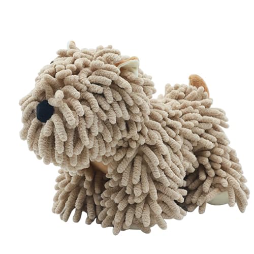 FAGOBI Cute Dog Chenille Hand Towel 3D Fuzzy Puppy Hangable Ball Hand Towel Microfiber Super Soft Absorbent Bathroom & Kitchen Towels with Hanging Loop Can Be Placed on the Sink Countertop (Brown)