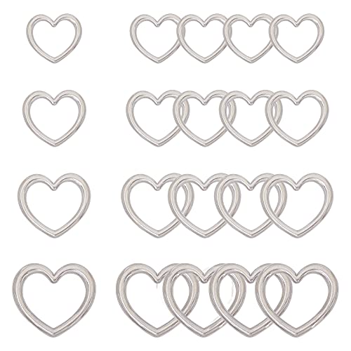 UNICRAFTALE About 16pcs 4 Sizes Heart Pattern Linking Rings Stainless Steel Frame Connectors 14/18/26/32mm Heart Connector Links for Women Jewelry Making Stainless Steel Color