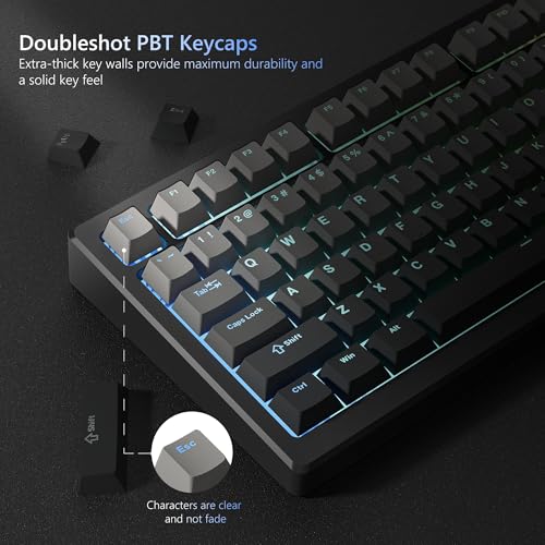 Womier Shine Through PBT Keycaps 60 75 100 Percent Cherry Profile, Custom Key Cap Doubleshot Keycaps Set, Universal Compatiability for Cherry Gateron MX Switches Keyboard, Gradient Gray