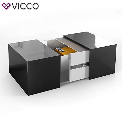 Vicco LED Couchtisch Dandy Hochglanz Sofatisch Kaffeetisch Beistelltisch (Schwarz Hochglanz) – Bild 8