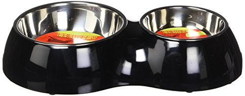 Dogit Stainless Steel Raised Dog Bowls with Plastic Cover for Both Dogs and Cats, Balck, 11.8 and 5.4 Ounce Dishes