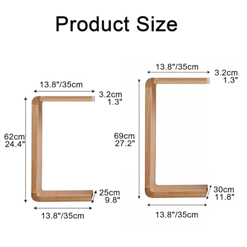 Mesa auxiliar en forma de C de madera maciza para sofá y salón 2