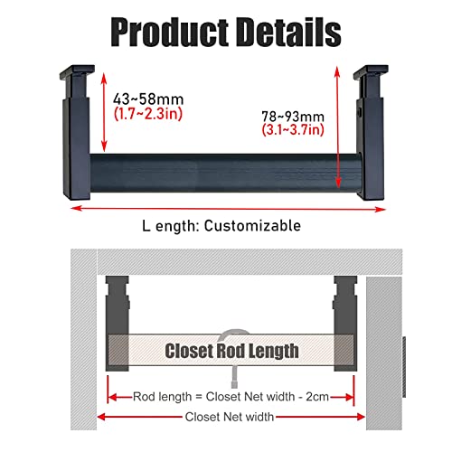 Tringle à vêtements réglable noire pour aménager un dressing sur mesure - 3