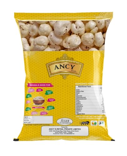 Image of Ancy Makhana 500 Grams (2 X 250 Grams) Fit for Fasting Crunchy and Gluten-Free Fox Nuts Rich in Protein Ideal for Healthy Snacking Phool Makhana for Roasting & Cooking