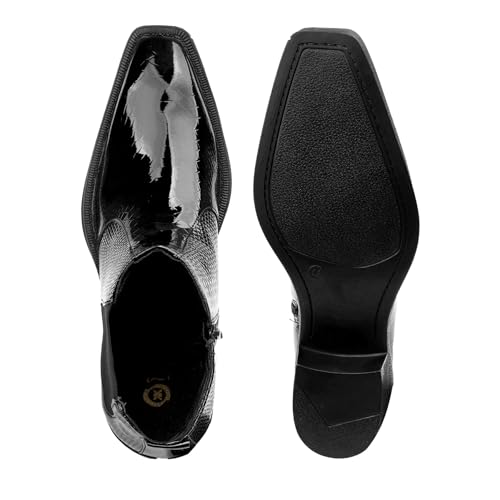 Image of BXXY Men's 2 Inch Block Heel Height Increasing Faux Leather Material, Casual Formal Slip-On Chelsea Boot
