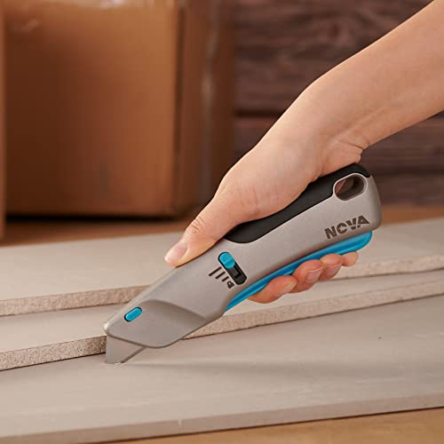 Nova Squeeze Trigger Utility Knife And Heavy Duty Box Cutter, Self Retractable Safety Knife, Ergonomic Aluminum Body, Safety-Lock Design, Durable And Safe #TOP5