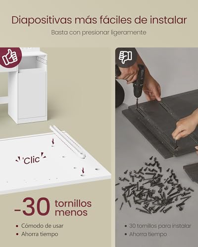 Miniatura 3 de VASAGLE Tocador con Espejo LED, Montaje sin Herramientas, 3 Cajones