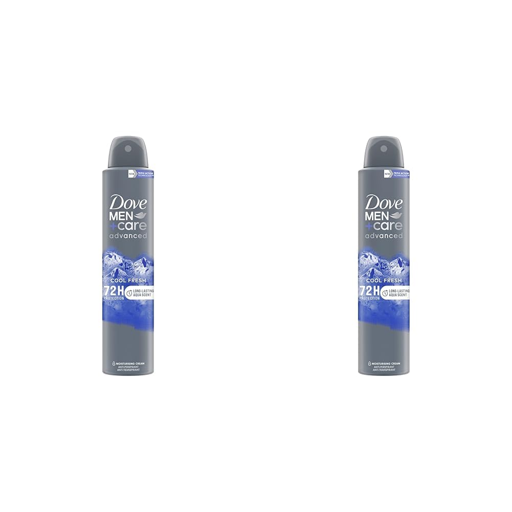 DOVE MEN + CAREAdvanced Cool Fresh Antiperspirant Aerosol deodorant for men with 1/4 moisturising cream for 72h sweat and odour protection 200 ml (Pack of 2)