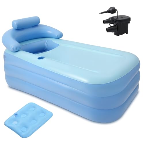 Portable Inflatable Bathtub with Electric Air Pump, Foldable Portable Freestanding Tub, Built-in...