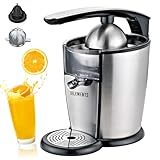 KB ELEMENTS elektrische Saftpresse - Zitruspresse, 300W Voll Kupfer Motor, Edelstahl, 2 x kegel, mit Handhbel, Tropfstop