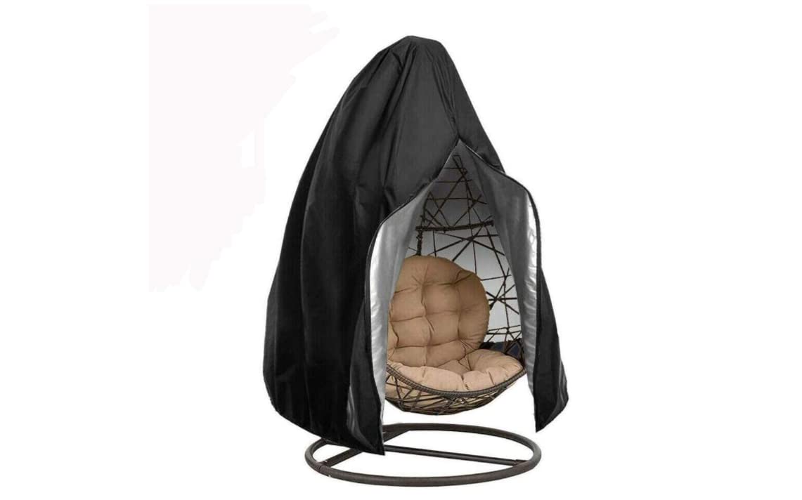 Dzman Patio Hanging Chair Cover Egg Swing Chair Covers Waterproof Outdoor Furniture Protector 75in H x 45in D (Black)