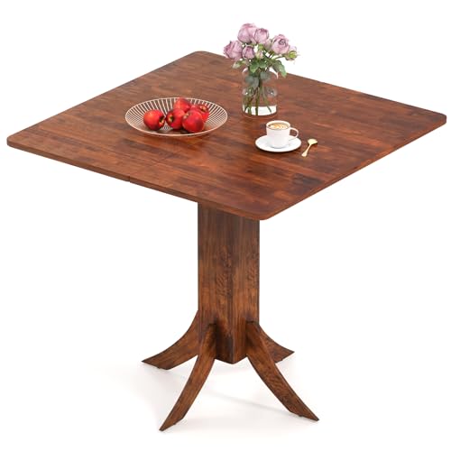 Giantex Square Dining Table for 2-4 People, 33-Inch Kitchen Table with Rubber Wooden Legs & Frame, Farmhouse Dinner Table for Dinette, Dining Room, Restaurant, Small Spaces, Walnut