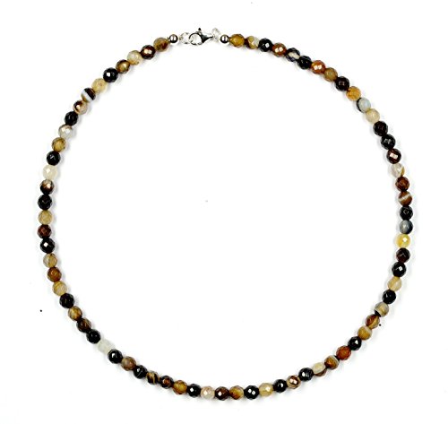 Sardonyx Schmuck (Halskette) Sardonyx Kette Kugeln mehrfarbig und facettiert Größe ca. 6 mm Verschluss 925er Sterling-Silber Modellnummer 7014