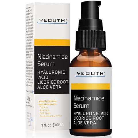 YEOUTH Niacinamide Serum for Face 10% with Hyaluronic Acid & Aloe Vera, Hydrating B3 Face Serum for Women & Men, Brightening Serum, Enhancing Skin Care 1oz Cover