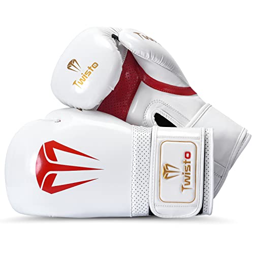 Twisto Boxing Gloves Sparring X7 (10 oz, White/Red), White / Red - Image 2
