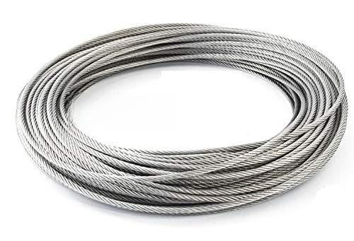 FP INOX Cable de 10 mm de diámetro, Acero Inoxidable 316 Flexible, 7 x 19 mm, A4, Longitud 10 m, 20 m, 30 m, 40 m, 50 m, Couronne 10m, 1
