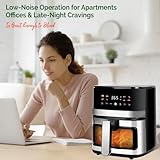 MIRASTON 5.8QT Digital Air Fryer with Viewable Window, Adjust Temp & Timer, Air Frying, Reheat, Easy for Frozen Food, Snacks, Dinner, Large Square Basket than Round, Portable for Family & Apartment