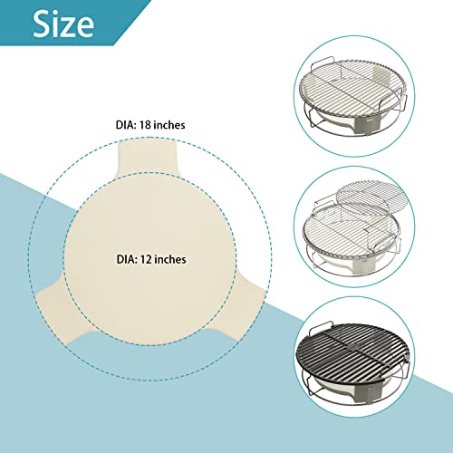 18" Pizza Stone Conveggtor Baking Stone For Grill, Ceramic Heat Deflector Pizza Stone With 3 Legs, Cooking Stone Conveggtor For Large Big Green Egg Large Bge, 18" Kamado Grill Chargriller Akorn Kamado #TOP4