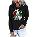 LIEIKIC Weihnachtspullover Damen Kapuzen Casual Print Langarm Pullover Top Hoodie Damen Kapuzenpullover Teenager Mädchen Langarm Pulli Pullover Xmas Sweatshirt mit Kapuze Sport Top Streetwear