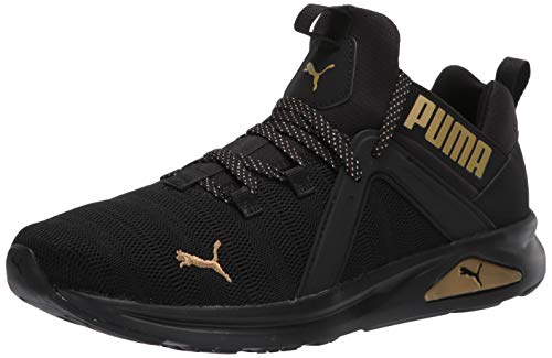 PUMA Women's Enzo Sneaker, Black-Gold, 7.5 M US