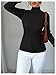Verdusa Women's Ribbed Knit Color Block Sweater High Neck Long Sleeve Fitted Pullovers Black and White Medium