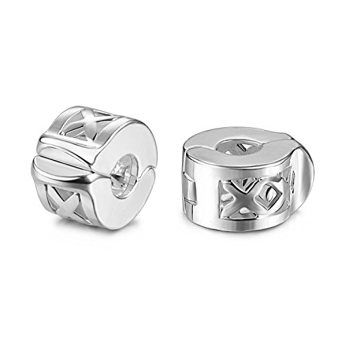 JewelrieShop Clip Spacer Charm for Bracelet Clip Lock Stopper Bead Spacer European Openable Beads (#S07S, 2pcs)