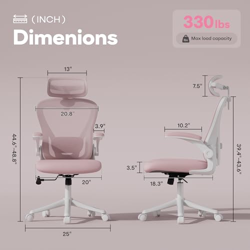 Image of Ollega Ergonomic Office Chair with Memory Foam Seat, Computer Desk Chair | 3.5 inch Memory Foam Cushion, 3D Adjustable Headrest, Lumbar Support, Flip-Up Armrests, Breathable Mesh, 330LBS Weight Capacity