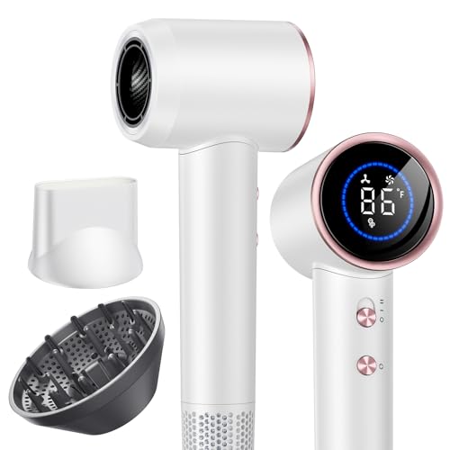 Hair Dryer with Diffuser,High Speed Ionic Blow Dryer 500 Millions Negative Ionic Low Noise,Magnetic...