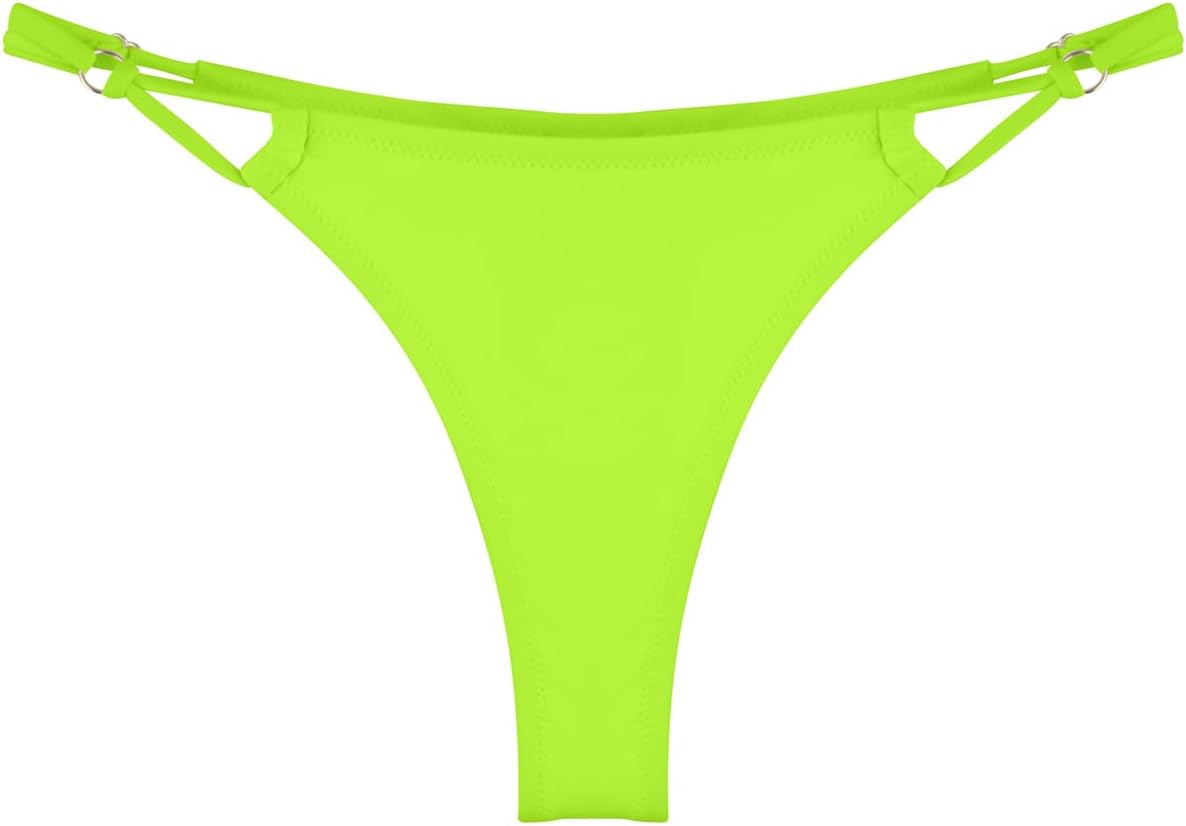 Colloyes Women's Low Waisted Bikini Bottoms Adjustable Thong Bathing Suit Bottoms - Image 3