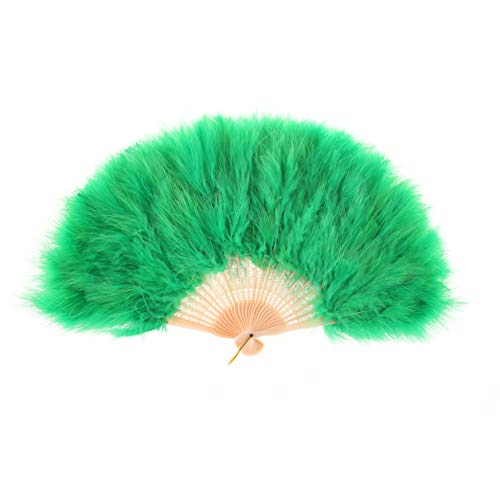 Metme Hand Fan Flapper Costume Accessories Roaring 20s Feather Folding Handheld for Dancing Party