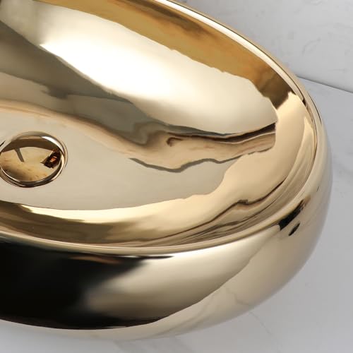 Kectiakl 46209803G-1 23 Inch Bathroom Vessel Sink Gold Ceramic Sink Bowl thumb #6