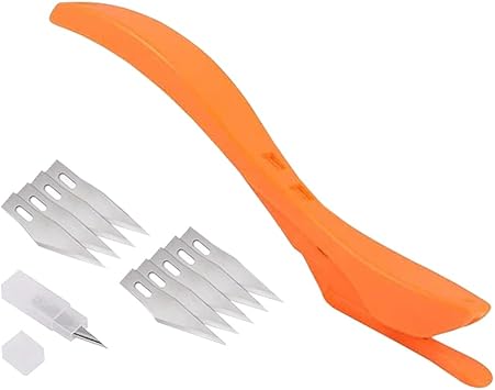 Wrapping Paper Cutter, Christmas and Birthday Sliding Gift Wrap Cutter Tool with 10 Blades, Wrapping Supplies Wallpaper Knife Window Film Car Wrap Kit, Orange