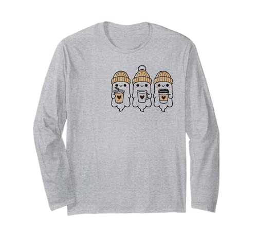 Escuadrón de Halloween de Spooky Season, lindo fantasma retro, café helado Manga Larga