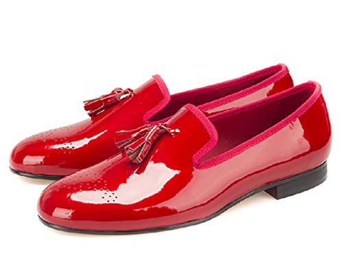 Santimon Men's Tassel Loafers Formal Dress Slip On Patent Leather Penny Loafers Prom Wedding Tuxedo Shoes Fashion Business Casual Luxury Shoes Smoking Party Disco Moccasins for Men Boy