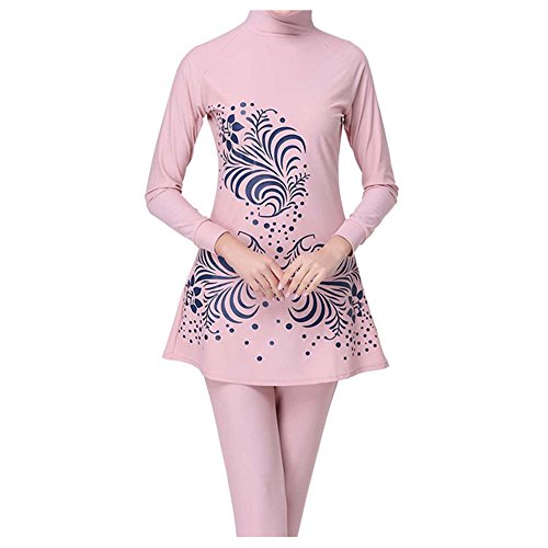 ZS Traje de baño modesto de longitud completa, traje de baño musulmán, hiyab, modesto, traje de baño de longitud completa, traje de baño musulmán hiyab, Rosado, XXL