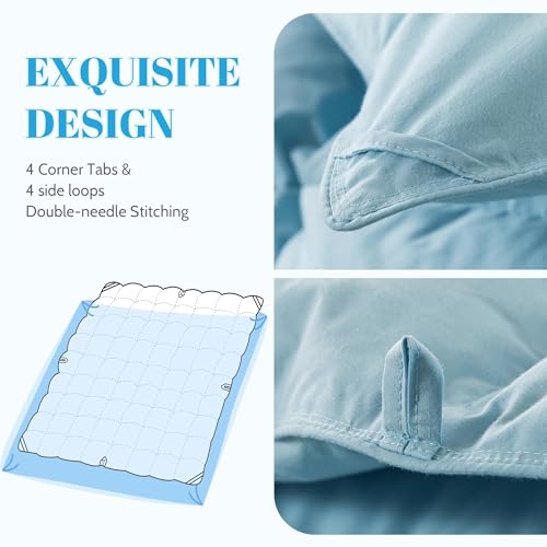 Cosybay King Size Feather Down Fiber Comforter Ultra Fluffy Duvet Insert, All Season Cotton Cover Luxury Hotel Bed Comforter with Corner Tabs, Blue 106x90 Inch