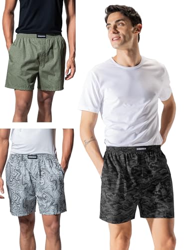 Image of DAMENSCH Regular Fit Solid 100% Soft & Durable Cotton Boxer Shorts Dual Pockets Anti-Bacterial Moisture Wicking Microfibre Waistband Ultra-Light Boxers for Men