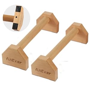 Push Up Stands, Handstand Parallettes Bars, Solid Wood Push Up Bars with Non-Slip Mat Push up Handles for Floor Exercise Home Workout Equipment for Men & Women Strength Training