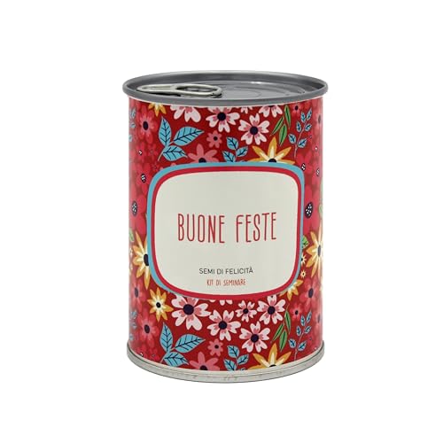 Kit di Coltivazione di Fiori da Regalare con Messaggio - Regalo di Natale per Donna e Uomo Regalo Originale Amici Famiglia Feste - Facilissimo da Usare - 100% Realizzato in Europa (Buone Feste)