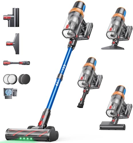 41ONBV5TFjL Akku Staubsauger 600W/50KPA/65Min,Selbststehender Staubsauger Kabellos mit Matratzenreinigungsbürste,Automatikmodus,Wandladestation,Duftfunktion,Mehrstufige Filtration für Teppiche/Hartböden/Auto