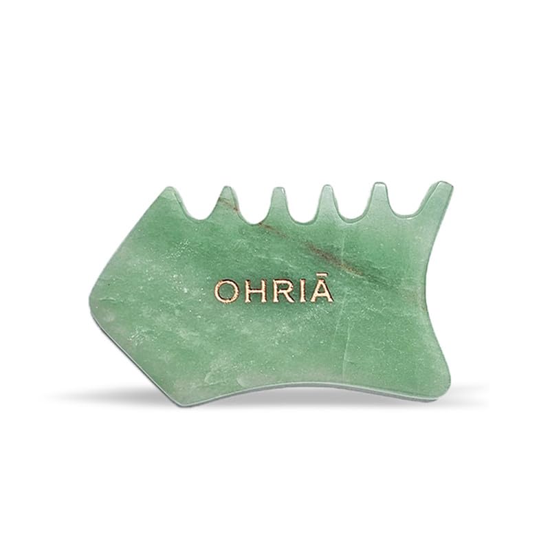 Ohria Ayurveda Ultimate Skin & Hair Growth Tool Made With Authentic Green Aventurine Stone| Face Lifting, Toning, Reduces Hairfall, Improves Hair Growth