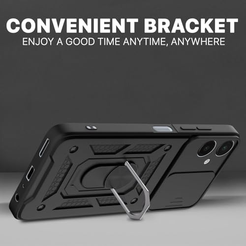 Image of Luxe Back Cover for Samsung Galaxy A06 5G / Samsung Galaxy F06 5G / Samsung Galaxy M06 5G | D10 Tough Armor Case | Sliding Camera Shield | 360 Protection | Kickstand Ring Holder | Military-Grade