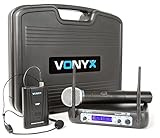 Un sistema de micrófono por radio VHF inalámbrico con excelente calidad de sonido y confiabilidad. Los micros funcionan a frecuencias diferentes por lo que pueden ser utilizados al mismo tiempo. | Ideal para cantantes, charlas y profesores de aerobic.