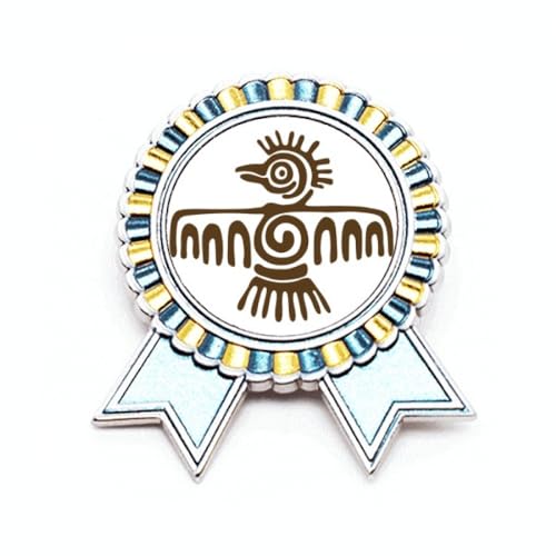 Broche Totems du Mexique en métal taille M avec aigle à tête blanche
