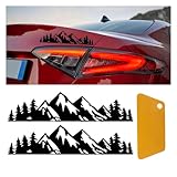 Snow Mountain Tree Sticker Decal, 7 Inch Mountains Graphic Logo Decal, Vinyl Sticker Car Exterior Accessories, Premium Badge Decals for Car Trunk Tailgate Emblem, Laptop, Wall (Black Mountain, 2PCS)